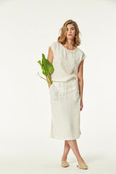 Falda Demas Rejilla De Lino