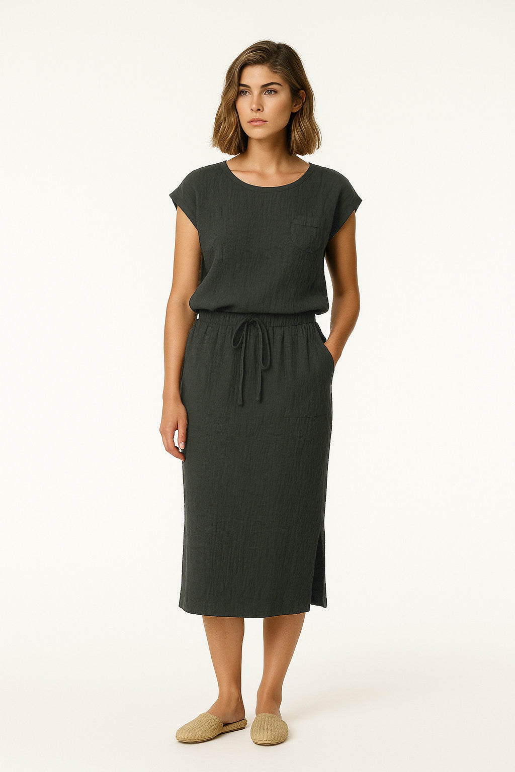 LINEN GRID XAZAN TOP