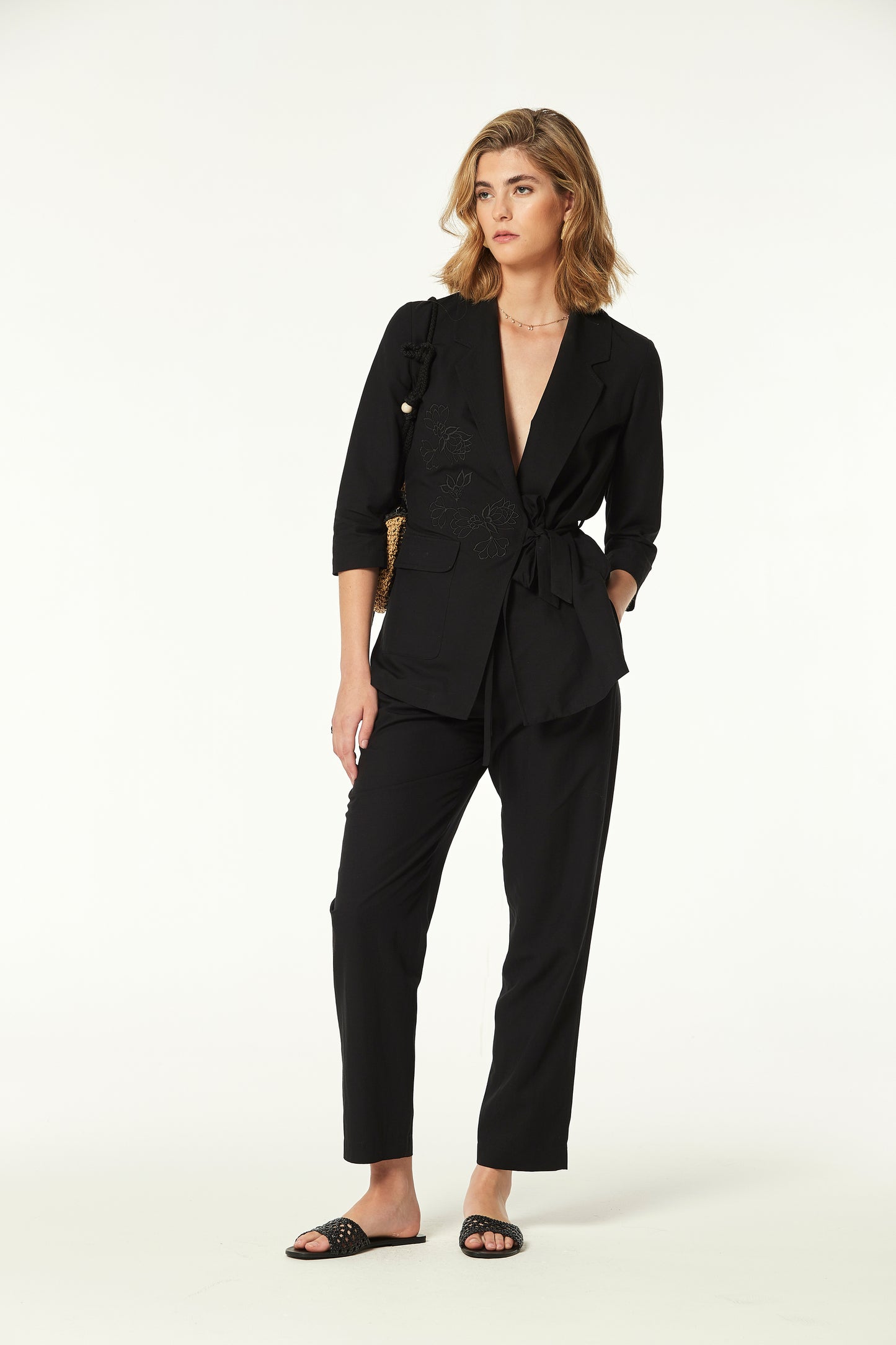 LINEN VISCOSE NEBLI TROUSERS
