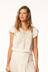 TOP CAZAL JACQUARD EN VOILE DE LIN