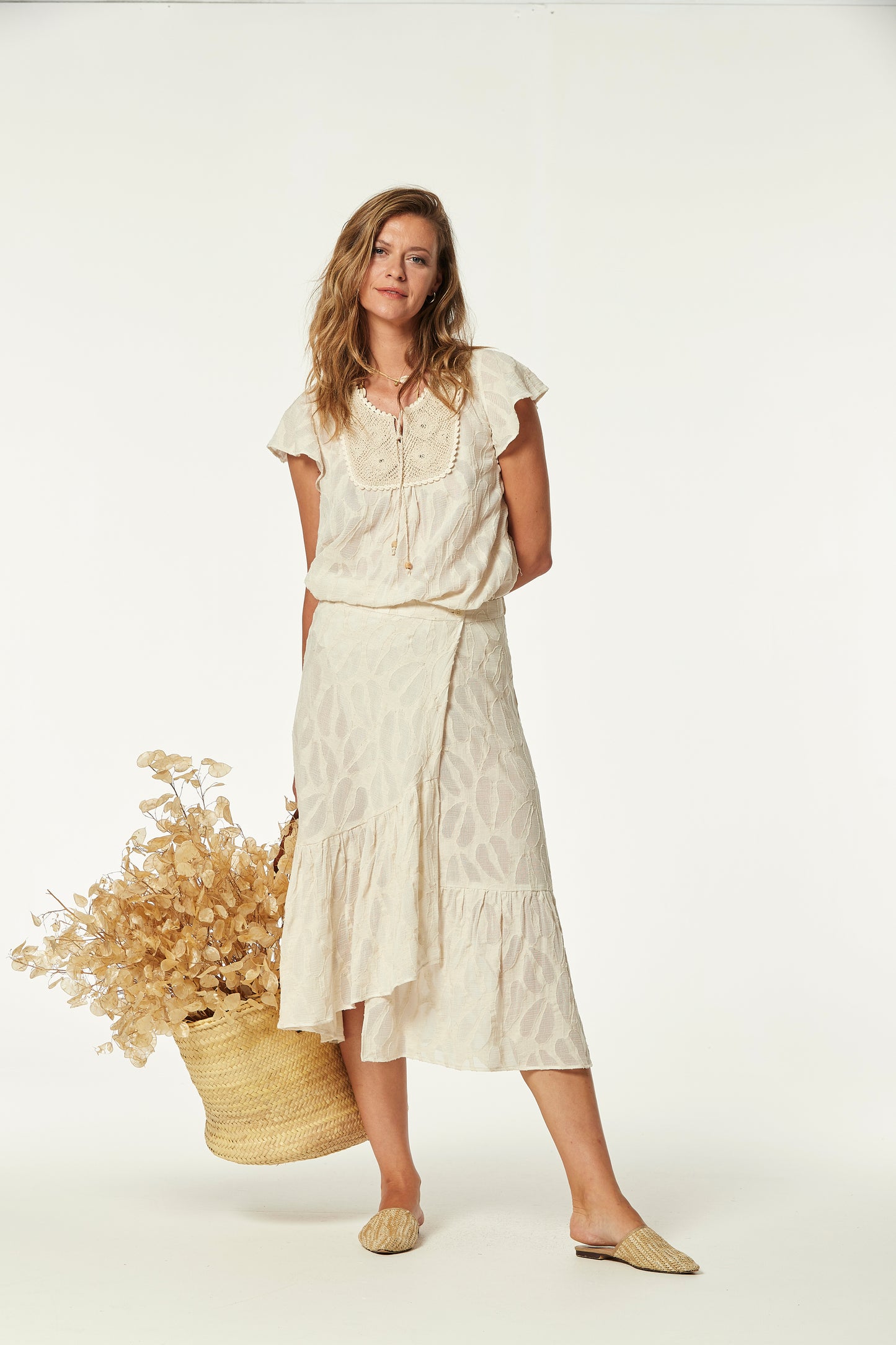 TOP CAZAL JACQUARD EN VOILE DE LINO