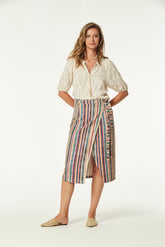 Falda Baku Lino Rustico De Rayas