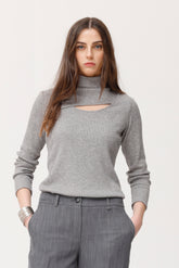 Aimar geribbeld gemêleerd breisel T-shirt