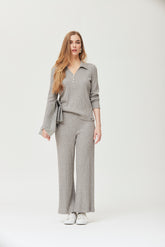 Caebo9 melange ribgebreide broek