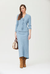 Farda rok in gemêleerde ribbrei