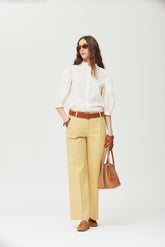 Casson broek, gewassen katoenen keperstof