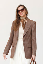 Tabago1 tweekleurige stretchjas met visgraatmotief