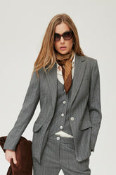 Tabago tweekleurige visgraat stretchjas