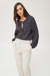 Blouse à carreaux en viscose seersucker Bamak4