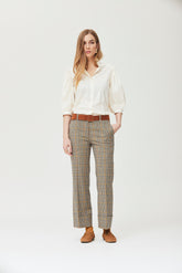 Tacat broek, veelkleurig geruit breisel