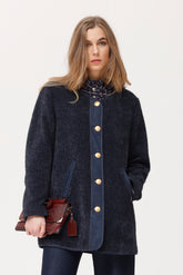 Harus jas, visgraat gemêleerd breisel