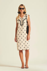 Vestido Amet Bordado Assames Viscosa Lino