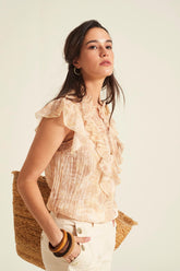 Top Escama Gasa Estampada