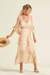 Vestido Marino Gasa Estampada