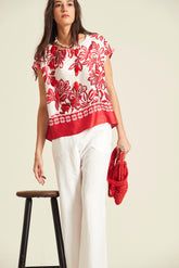 Top Xazan Viscosa Estampada Greca