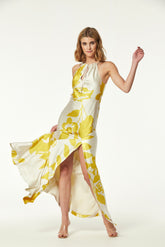 ROBE VOLINO1 EN SATIN IMPRIMÉ