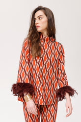 Malena crepe top met geometrische print