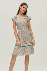 Vestido Abotonado Rayas