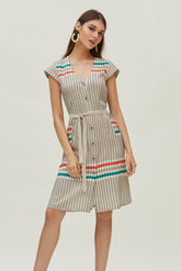 Robe boutonnée à rayures