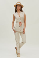 Linnen broek met plooien