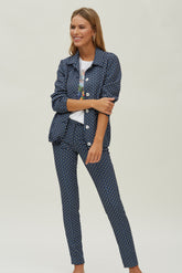 Slim Fit Broek met Jacquard Elastische Ritsen