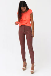 Slanke jacquard elastische broek