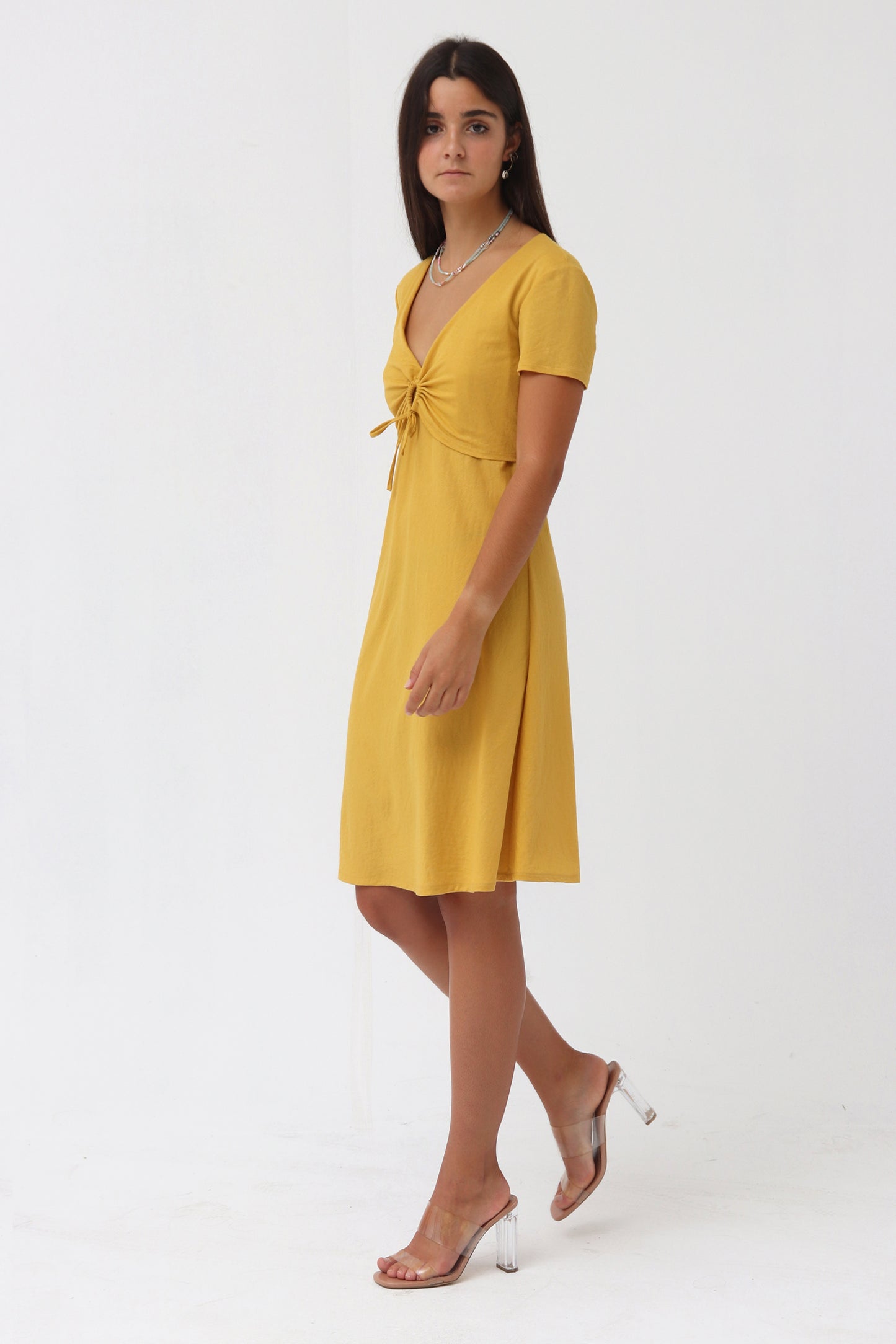 SHORT SLEEVE TEXTURED KNIT DRESS