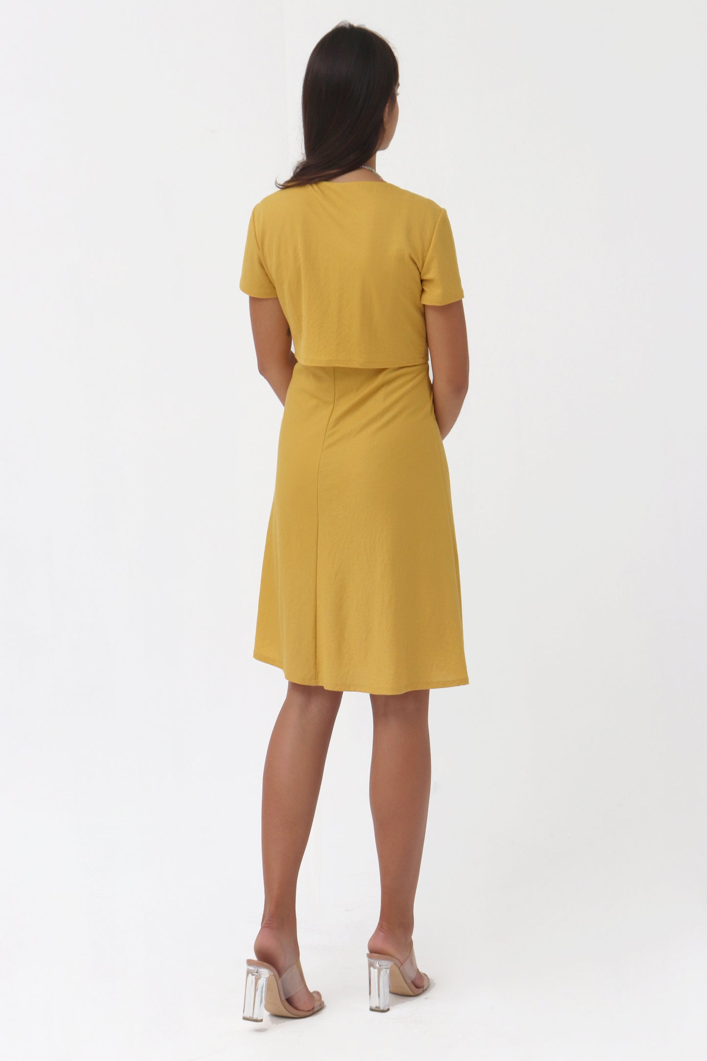 SHORT SLEEVE TEXTURED KNIT DRESS