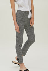 Tweekleurige stretchkatoenen broek tot op de enkel