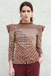 Top Cuello Chimenea-Punto Roma Estampado