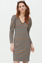 Vestido Manga Botones-Punto Pata Gallo