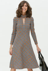 Vestido Entallado En Cintura-Punto Pata Gallo