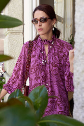 Blusa Cuello Fruncido Gasa Estampada