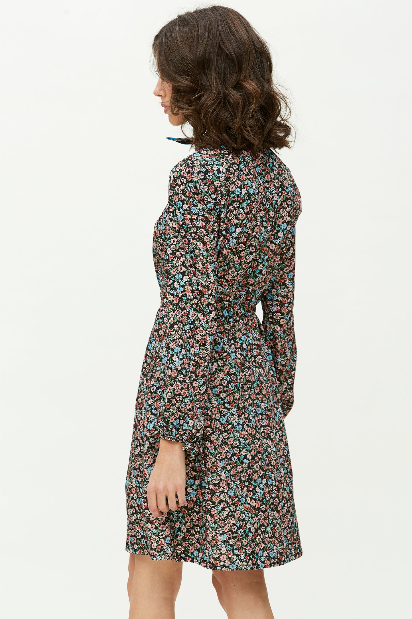 VESTIDO LAZADA CUELLO-ESTAMPADO MULTICOLOR