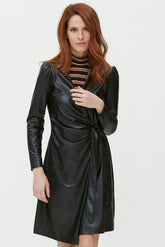 Vestido Cruzado En Piel Vegana
