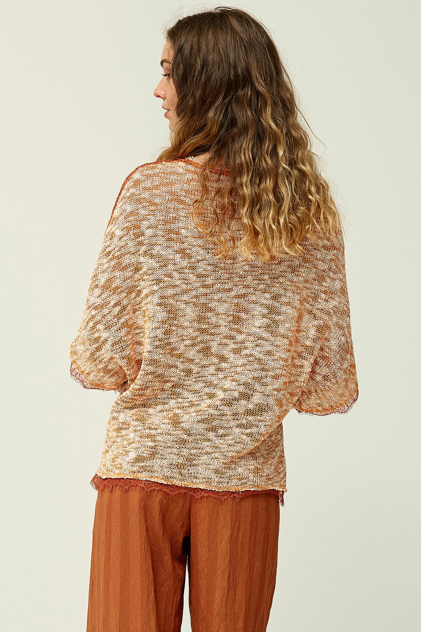 TOP MANGA JAPONESA PUNTO BICOLOR LUREX