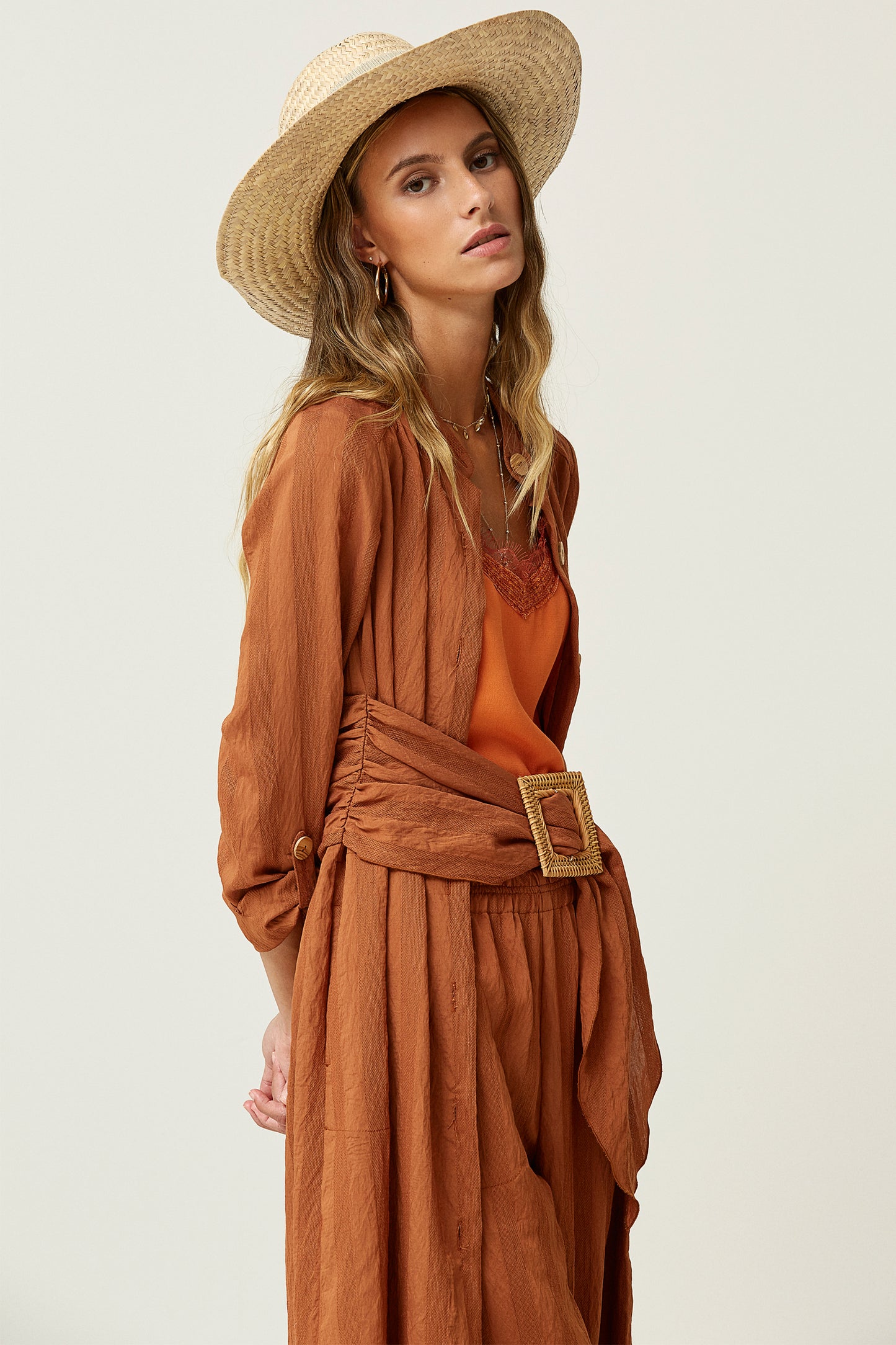 VESTIDO CAMISERO HEBILLA VISCOSA RAYAS MONOCOLOR