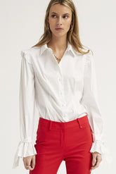 Camisa Puños Fruncidos Popelin Stretch