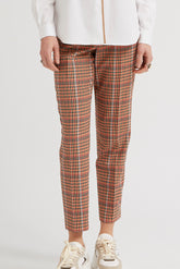 Multicolor geruite geplooide broek