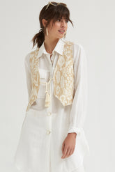 Chaleco Corto Estampado Étnico