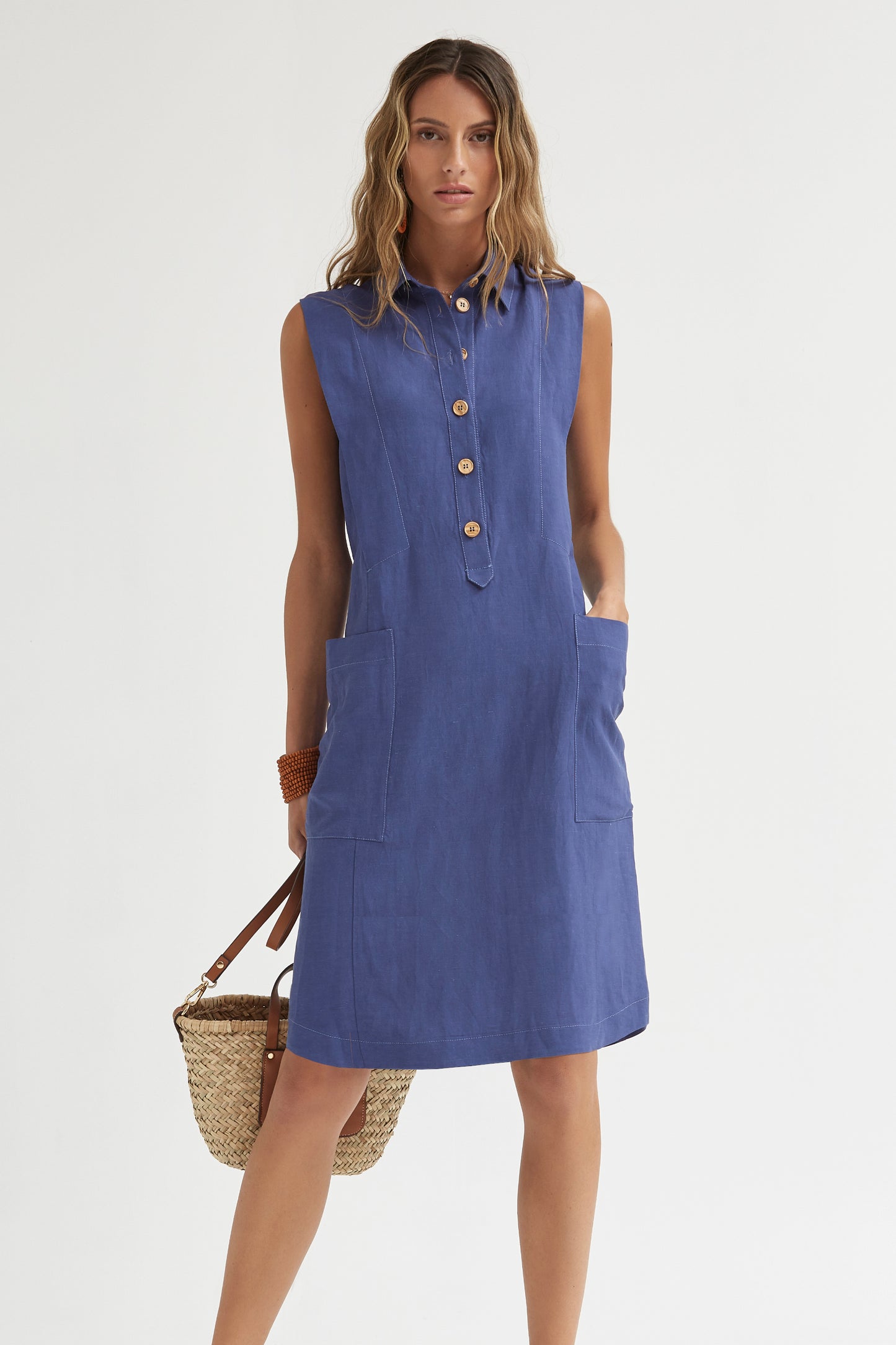 VESTIDO CAMISERO SOLAPA-VISCOSA LINO