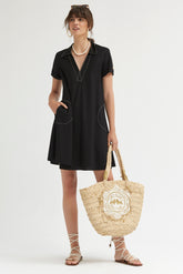 TEXTURED KNIT FLARED DRESS