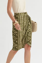 BICOLOR ETHNIC SARONG SKIRT