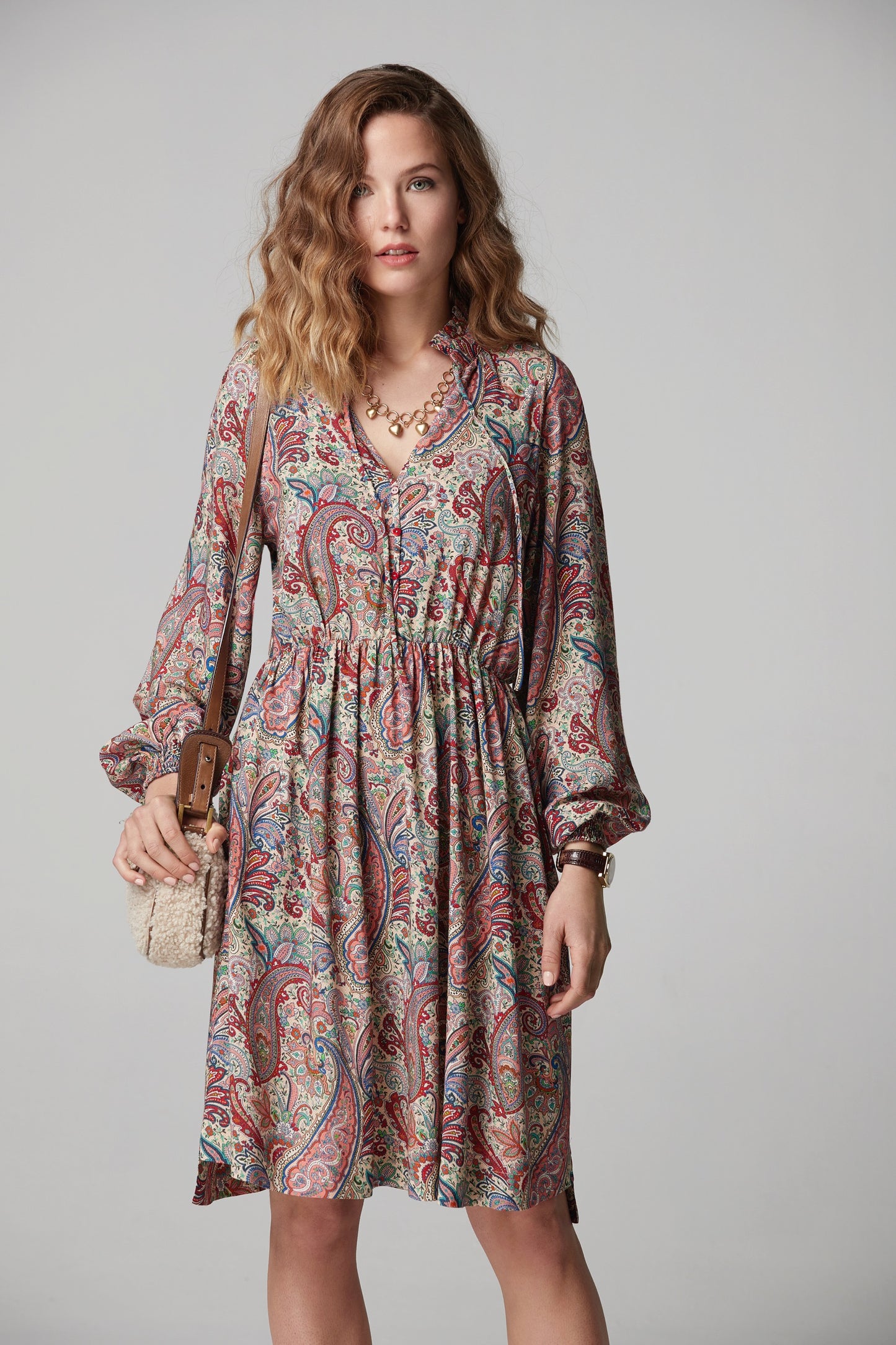 VESTIDO GAONA ESTAMPADO LUREX MULTICOLOR