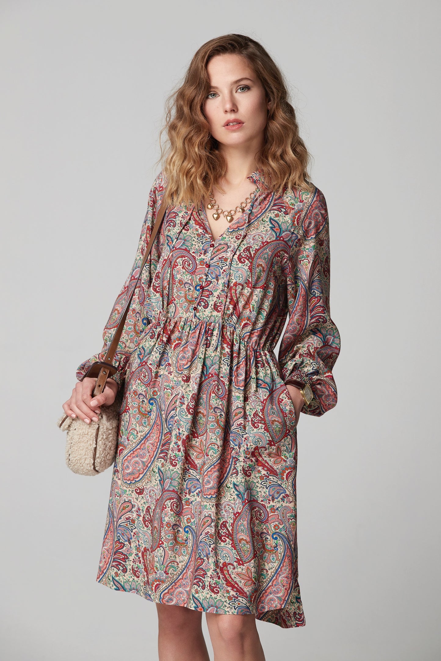 VESTIDO GAONA ESTAMPADO LUREX MULTICOLOR
