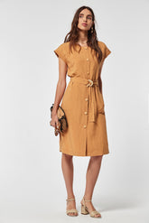 LINEN VISCOSE GUFY DRESS