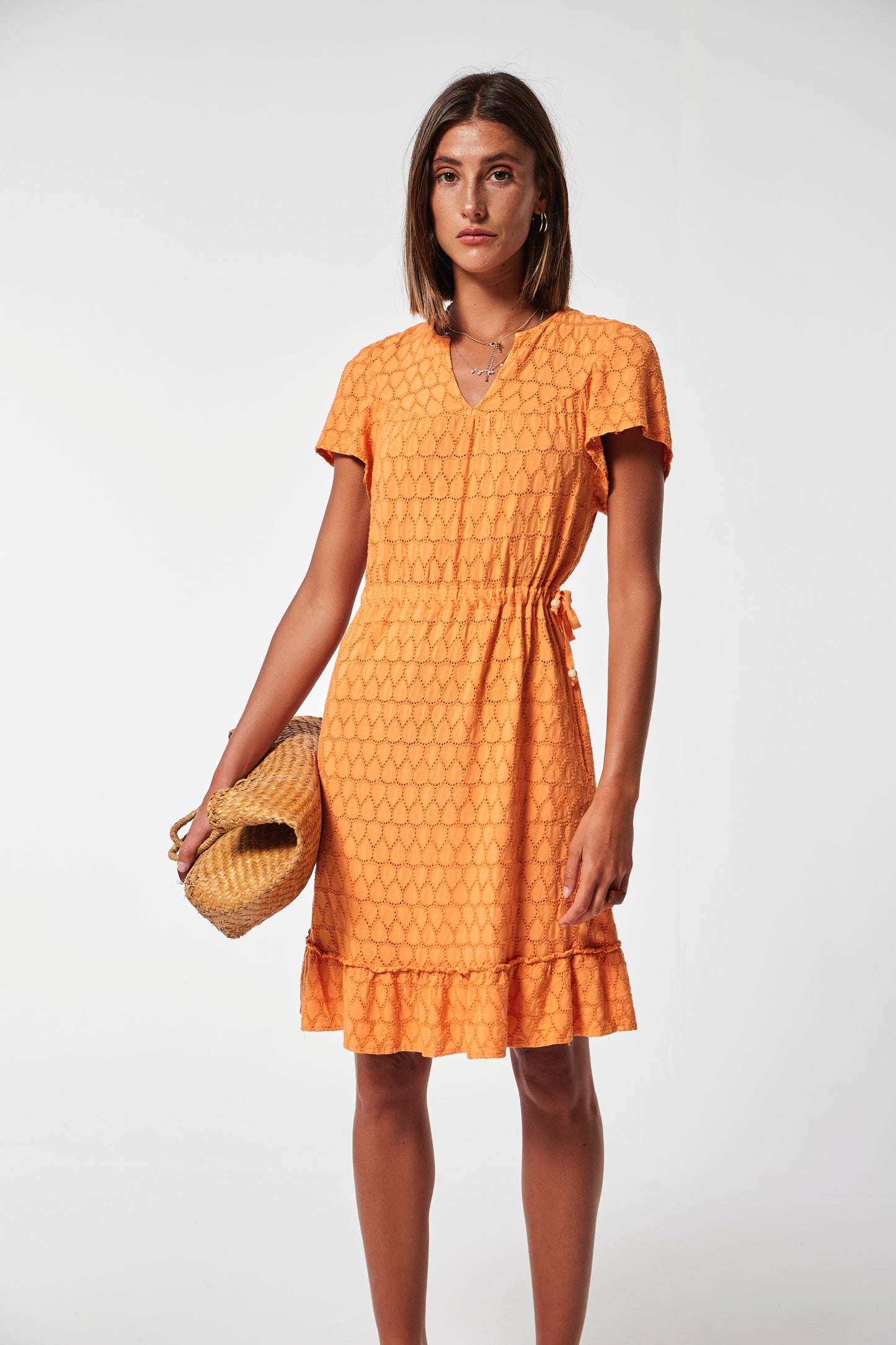 VESTIDO DICLER VISCOSA PERFORADA BORDADA