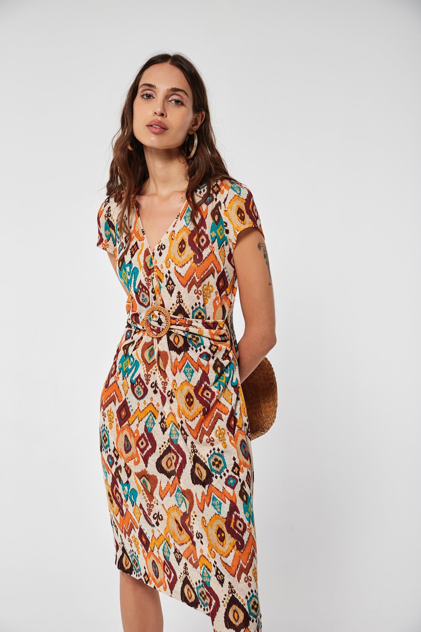 VESTIDO GALUF ESTAMPADO IKAT