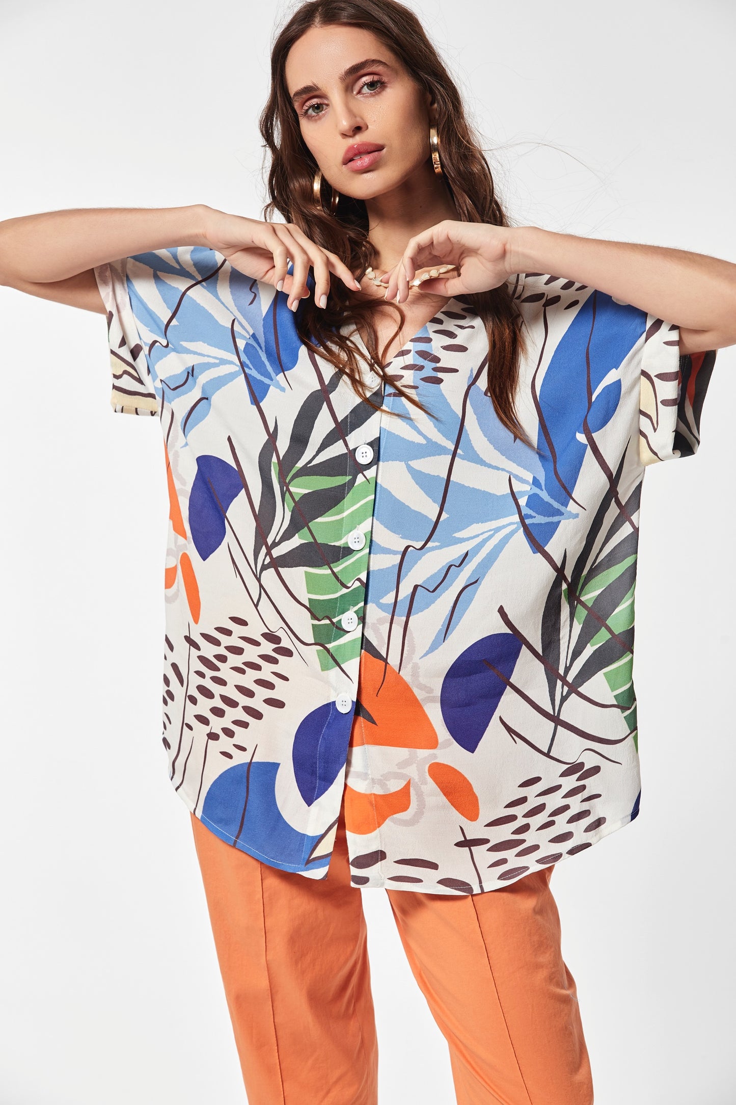 CAMISA FALDER CREP MARROCAINE