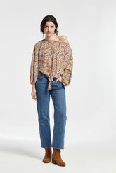 Top Naroa Nudo En Cintura Gasa Estampada